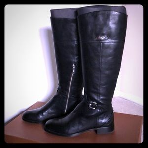 Coach Black Leather Micha Calf Riding Boots NWT